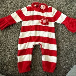 Mud Pie Red and White Striped Kids Body Suit